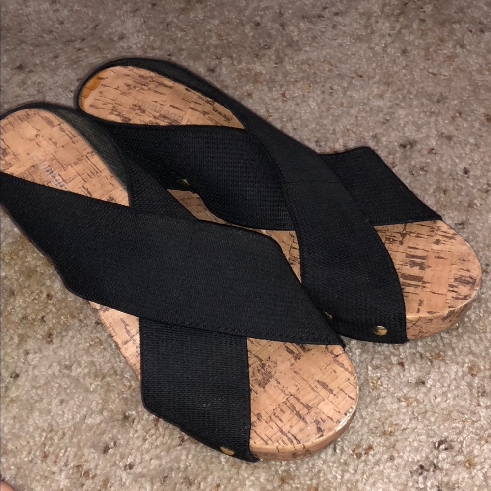 Black and cork wedges - only worn a few times
